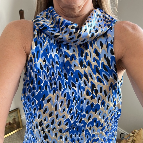 EUC: Carlisle size 0🔥100% SILK🔥Zipper side & tie back. Black Royal Blue HIP - Picture 11 of 11